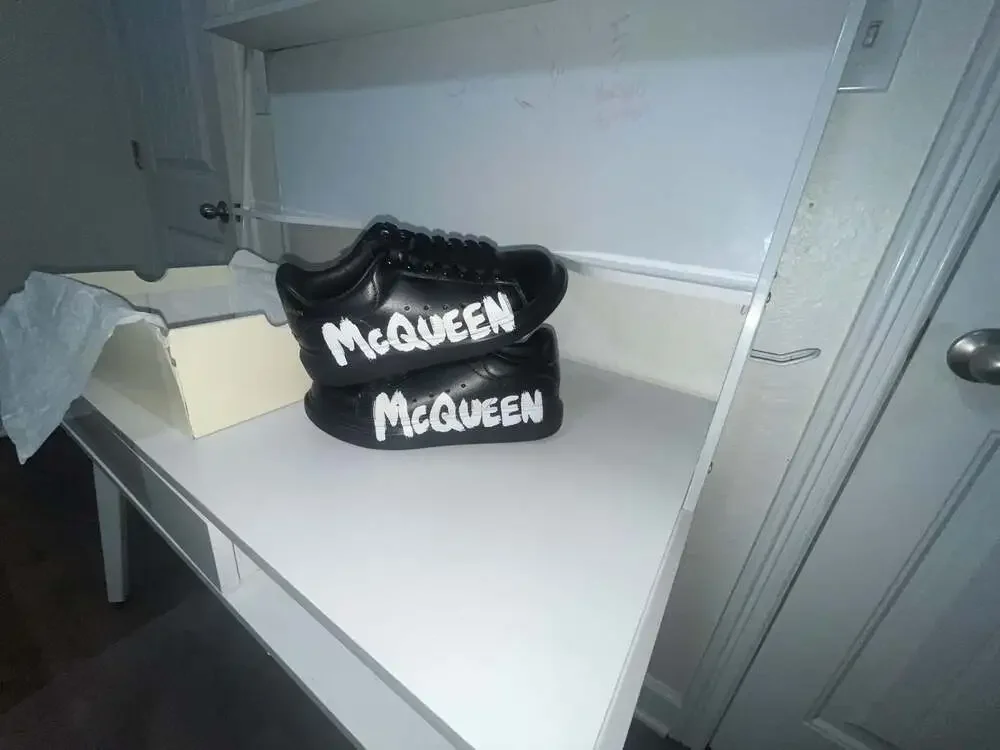 Alexander McQueen Oversized Graffiti Black White Sneakers